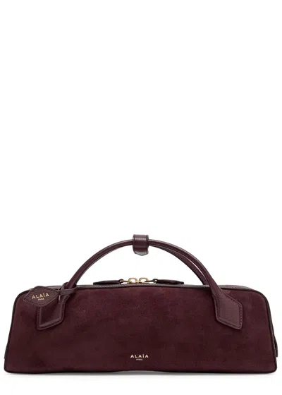 Alaïa Le Teckel Suede Clutch In Burgundy