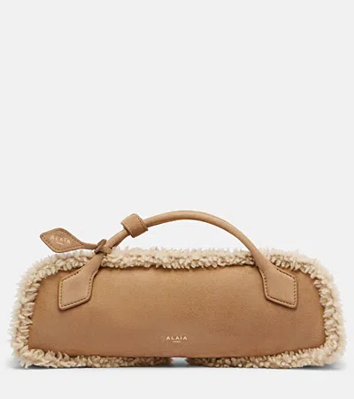 Alaïa Le Teckel Suede Clutch In Sand