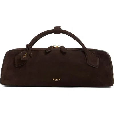 Alaïa Le Teckel Suede East/west Clutch In Brown