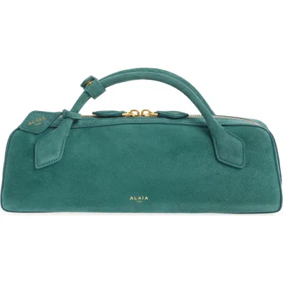 Alaïa Le Teckel Suede East/west Clutch In Green