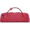 Alaïa Alaia Framboise Goat Leather Teckel Suede Clutch Shoulder Bag In Pink