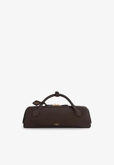 Alaïa Le Teckel Suede Handbag In Dark Brown