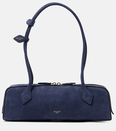 Alaïa Le Teckel Suede Shoulder Bag In Blue
