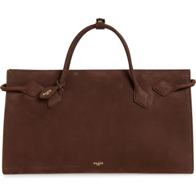 Alaïa Le Teckel Suede Tote In Brown