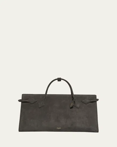 Alaïa Le Teckel Suede Tote Bag In Gray
