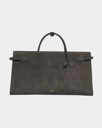 Alaïa Le Teckel Suede Tote Bag In Gray