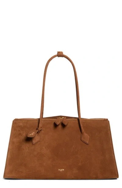 Alaïa Le Teckel Suede Tote In Terre D Ombre