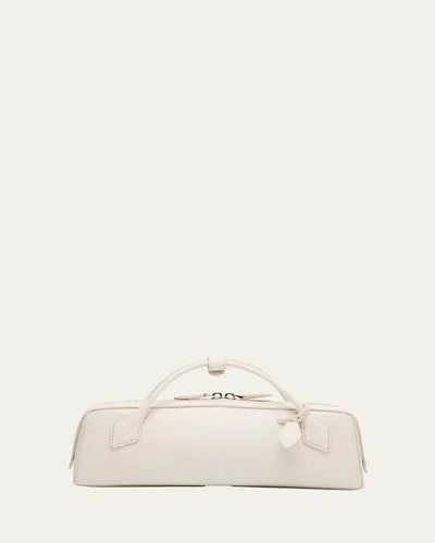Alaïa Le Teckel Top-handle Bag In Grained Leather In White