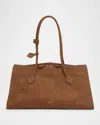 Alaïa Le Teckel Tote Bag In Suede And Leather In 731 Terre D Ombre