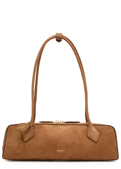 Alaïa Le Teckle Medium Grained Nubuck Shoulder Bag In Brown