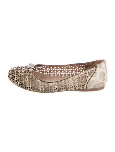 Pre-owned Alaïa Leather Animal Print Ballet Flats In Neutrals