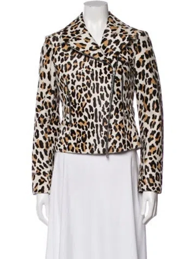 Pre-owned Alaïa Leather Animal Print Biker Jacket