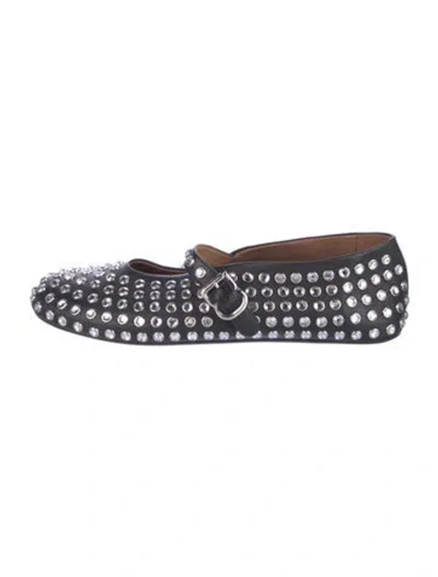 Pre-owned Alaïa Leather Animal Print Mary Jane Flats In Blue