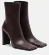 Alaïa Leather Square-toe Ankle Boots 90 In Brown