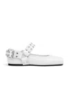 Alaïa Leather Biker Ballet Flats In White