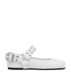 Alaïa Leather Biker Ballet Flats In White