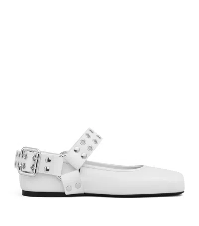 Alaïa Leather Biker Ballet Flats In White