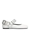 Alaïa Leather Biker Ballet Flats In White