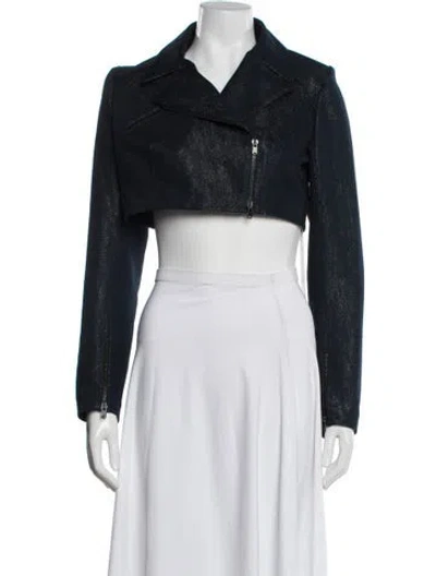 Pre-owned Alaïa Leather Biker Jacket In Blue