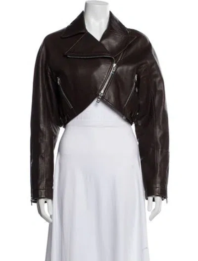Pre-owned Alaïa Leather Biker Jacket In Brown