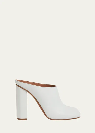 Alaïa Leather Block-heel Mules In 020 Blanc Casse