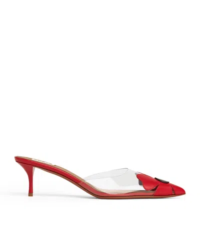 Alaïa Leather Bloom Mules In Red