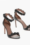 ALAÏA LEATHER BOMBE SANDALS WITH STUDS DETAIL HEEL 9 CM