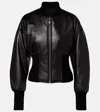 Alaïa Leather Bomber Jacket In Black