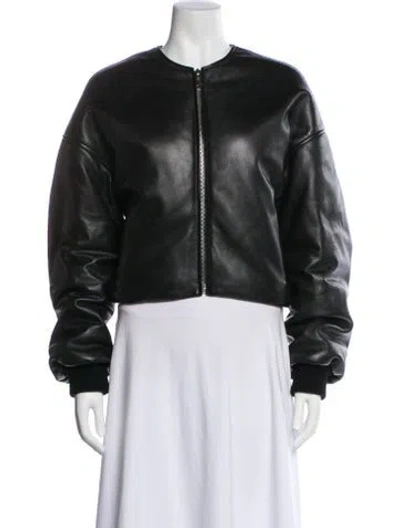 Pre-owned Alaïa Leather Bomber Jacket In Black