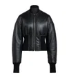 Alaïa Womens Noir Alaia Cinched Leather Bomber Jacket In Black