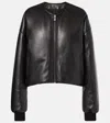 Alaïa Leather Bomber Jacket In Black