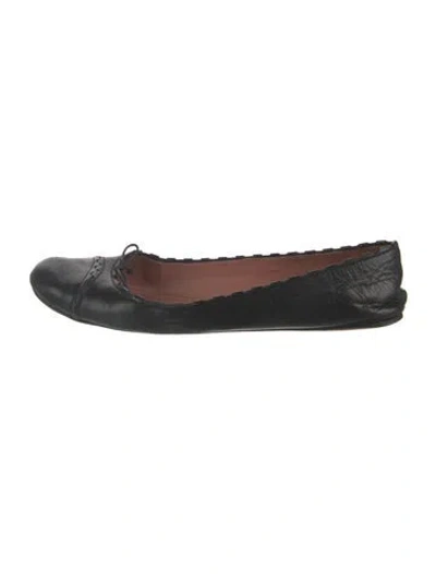 Pre-owned Alaïa Leather Bow Accents Ballet Flats In Brown