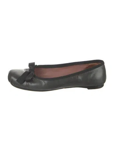 Pre-owned Alaïa Leather Bow Accents Ballet Flats In Gray