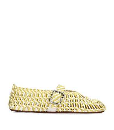 Alaïa Leather Braided Ballerina Flats In Yellow