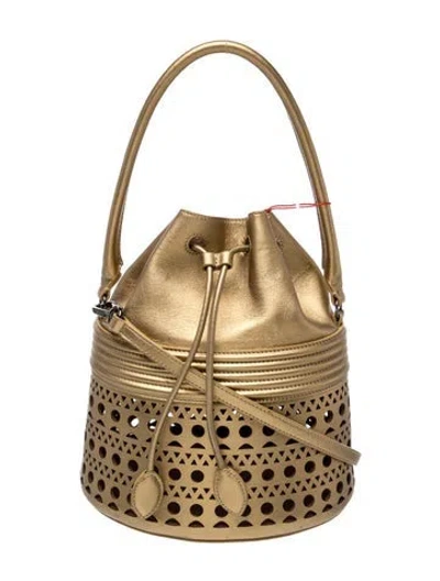 Pre-owned Alaïa Leather Bucket Bag In Gold
