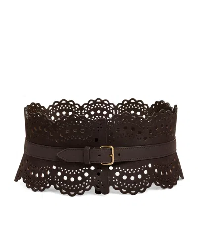 Alaïa Leather Bustier Belt In Brown