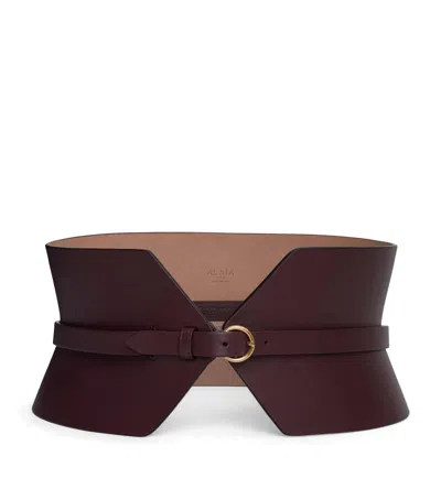 Alaïa Leather Bustier Belt In Red