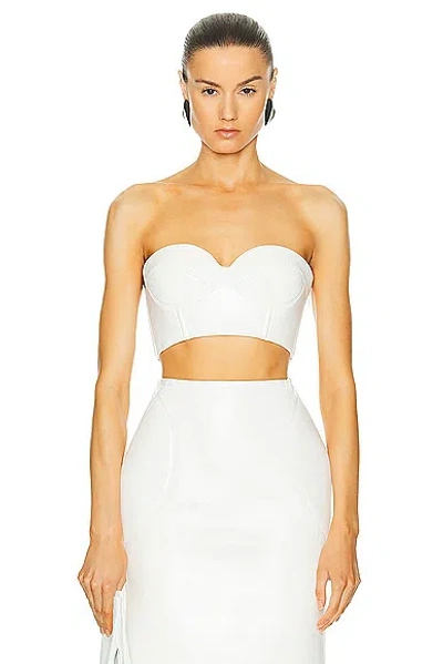 Alaïa Leather Bustier Bra Top In White