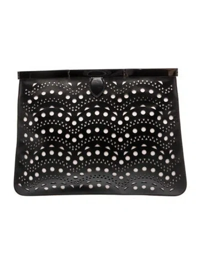 Pre-owned Alaïa Leather Clutch In Black