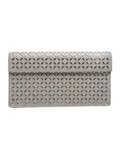 Pre-owned Alaïa Leather Clutch In Gray