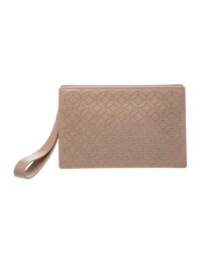 Pre-owned Alaïa Leather Clutch In Neutrals