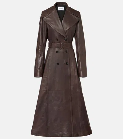 Alaïa Leather Coat In Brown
