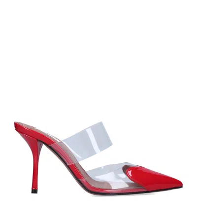 Alaïa Coeur Clear Cap-toe Mule Pumps In Red
