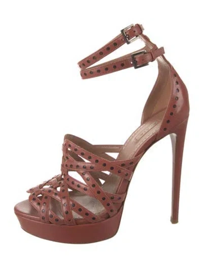 Pre-owned Alaïa Leather Colorblock Pattern D'orsay Pumps In Brown