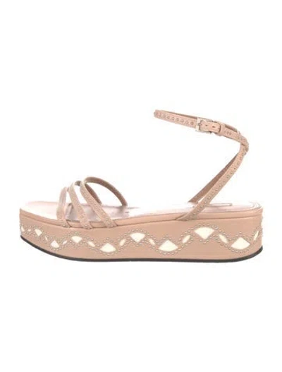 Pre-owned Alaïa Leather Colorblock Pattern Sandals In Multi