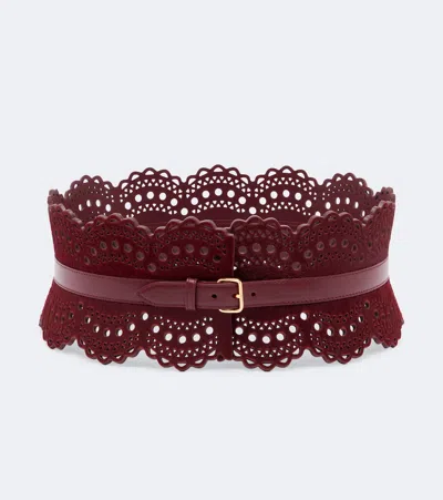 Alaïa Leather Corset Belt In Red