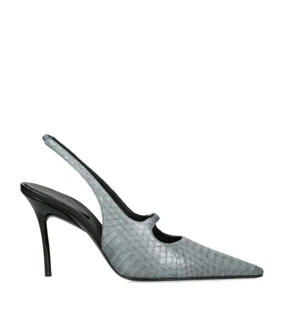 Alaïa Leather Croc-effect Drop Slingback Pumps 90