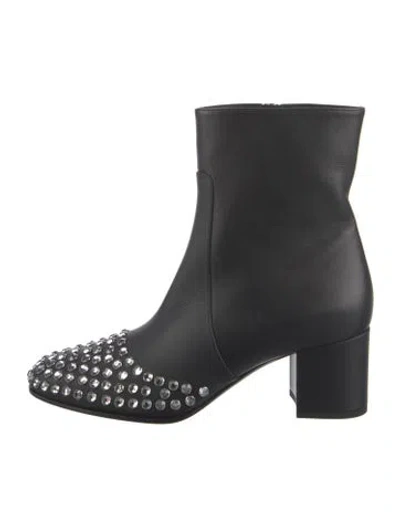 Pre-owned Alaïa Leather Crystal Embellishments Boots In Black