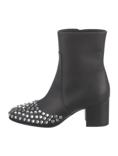 Pre-owned Alaïa Leather Crystal Embellishments Boots In Black