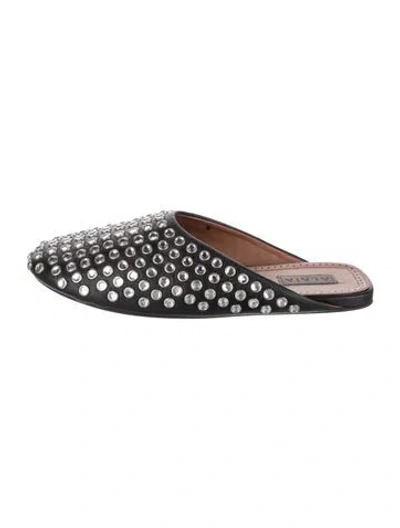 Pre-owned Alaïa Leather Crystal Embellishments Mules In Black